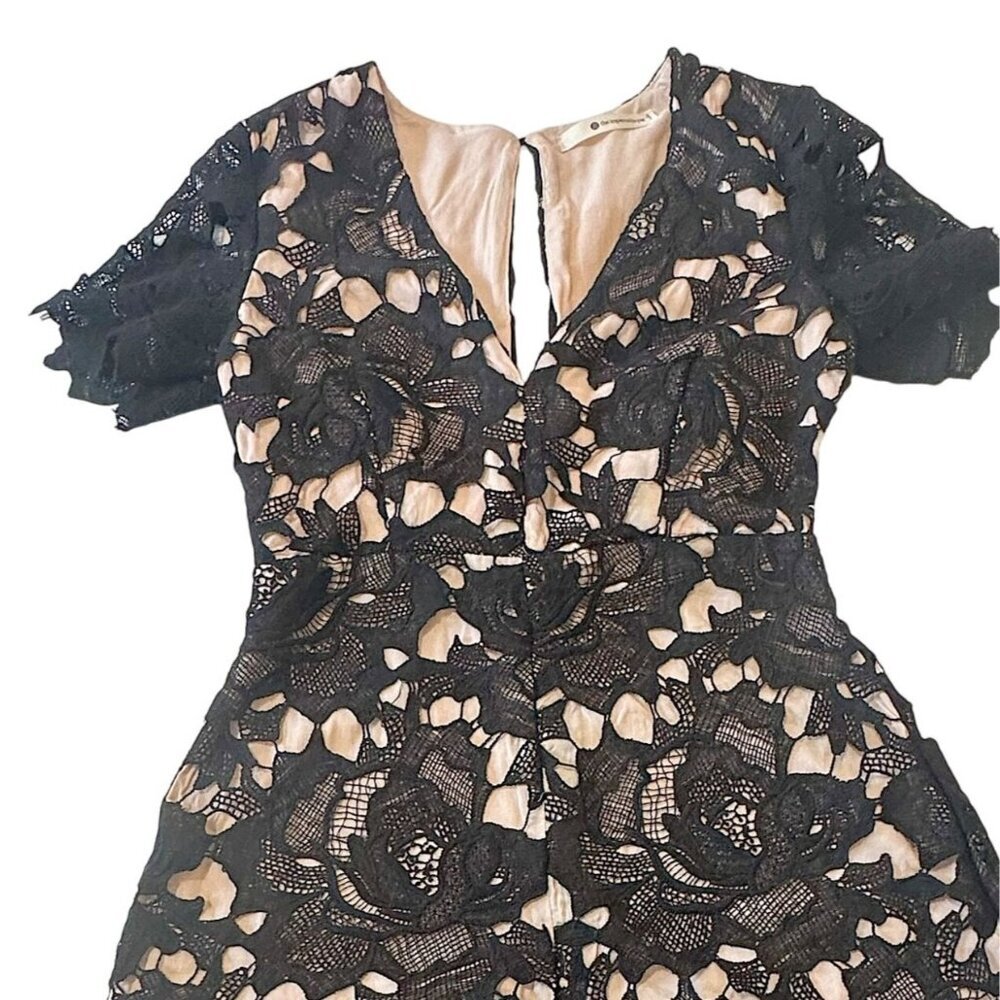 The Impeccable Pig Floral Black Lace Romper, Size S - Picture 7 of 15